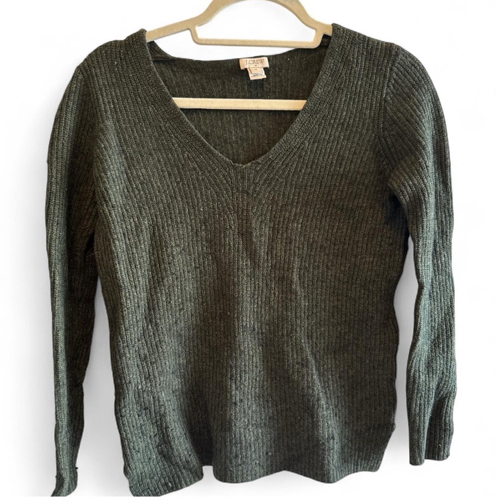 J. Crew V-Neck Ribbed Sweater - Dark Green